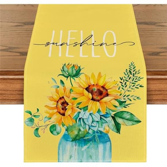 Farmhouse Table Runner Sunflower Decor Spring Summer Cottage Decorative Cloth - Picture 8 of 8